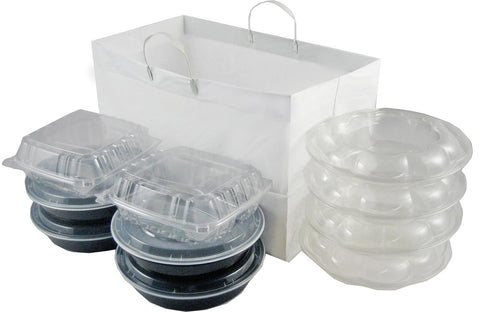 19" x 10" x 12" x 10" White Plastic Takeout Bag To Fit 9" Round Containers