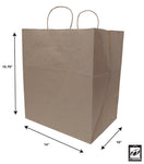 14" x 10" x 15.75" Wide Gusset Natural Kraft Twisted Handle Paper Takeout Bag